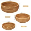 Aoibox Natural Rattan Round Fruit Basket Bowls, Hand Woven Decor Serving Baskets, Wicker Storage for Dining Room (Round-Combo) - 3 of 4
