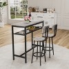 Oversart Bar Table and Chairs Set, Square Table With 2 Stools, Dining Pub Set for 2, Space Saving for Kitchen Breakfast, Living Room, Party Room, Grey - 3 of 4