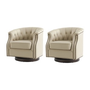 Perry Chesterfield Rocker and Swivel Genuine Leather Chair Set of 2|HULALA HOME - 1 of 4
