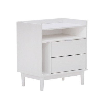 Mid-Century Modern Solid Wood 2 Drawer Storage Nightstand - Saracina Home