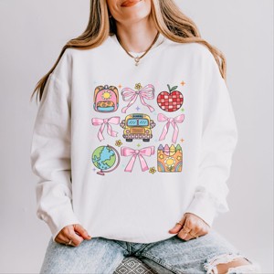 Simply Sage Market Coquette School Chart Sparkle Lightweight Garment Dyed Sweatshirt - 1 of 4