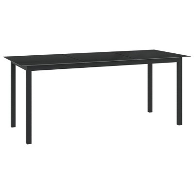 vidaXL Garden Table Black Aluminum Large Durable Garden Table