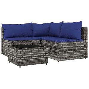 vidaXL Patio Lounge Set Gray PE Rattan Medium Adjustable Feet - 1 of 4