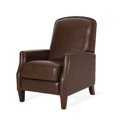Lyngins Modern PU Leather Recliner Chair with Rivets & Footrest,Single Sofa Accent Chair for Living Room,Bedroom
