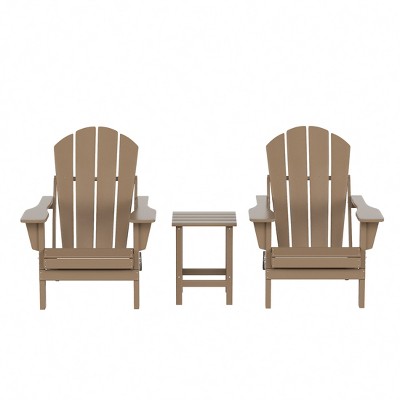 WestinTrends Malibu HDPE Outdoor Patio Folding Poly Adirondack Conversation Set (3-Piece)