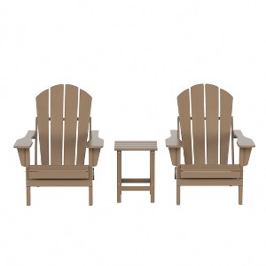 WestinTrends Malibu HDPE Outdoor Patio Folding Poly Adirondack Conversation Set (3-Piece) - 1 of 4