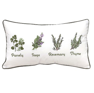RightSide Designs Herb Garden-Parsley Sage Rosemary Thyme Indoor/Outdoor Lumbar Throw Pillow