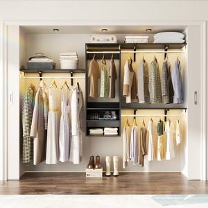 96'' Space-saving Floating Closet Organizer,  Wall-mounted Closet System with Shelves and Hanging Rods - 1 of 4