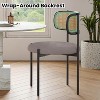VYNXARIA Modern Light Gray Upholstered Dining Chairs Set of 2£¬Rattan Back Accent Kitchen Chairs with Metal Legs - 3 of 4