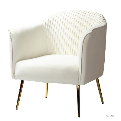 Velvet Barrel Chair With Goden Base | Karat Home-ivory : Target