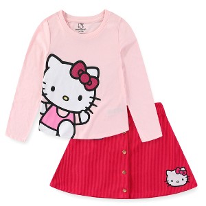 Hello Kitty Sanrio Girls Long Sleeve Shirt And Corduroy Skirt Set For Big Kids - Size 10 - 1 of 4