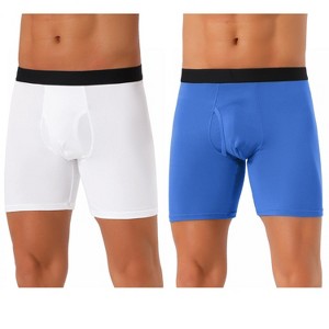 INSPIRE CHIC Men's 2 Pack Solid Color Soft Stretch Open-fly Basic Boxer Briefs - 1 of 4