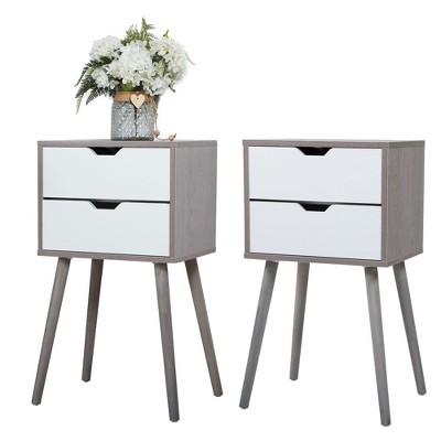 NicBex Nightstand with 2 Drawers,Set of 2 Side Table with Storage Space and Free Handle Design,Bedside Table for Bedroom,Living Room