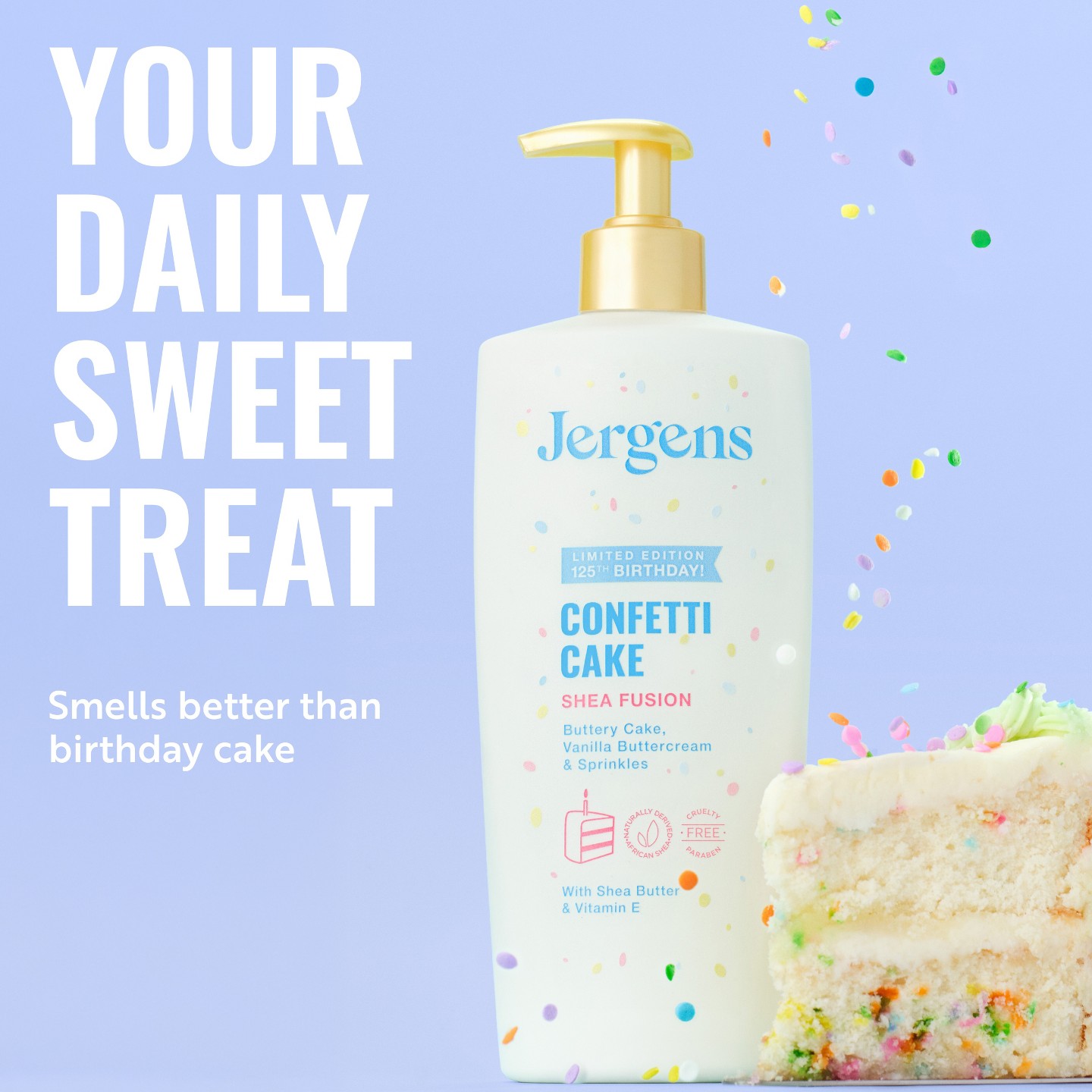 Лосьон для тела Jergens Shea Fusion Confetti Cake с витамином E, 14 fl oz — фото 5