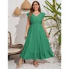 Coolmee Women's Plus Size Summer Boho Dress Ruffle Cap Sleeveless V Neck Long Beach Maxi Dress - 3 of 4