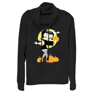 Juniors Womens Betty Boop Halloween Pumpkins Cowl Neck Sweatshirt - 1 of 4