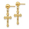 Black Bow Jewelry Polished Crucifix Dangle Post Earrings in 14k Yellow Gold - 2 of 4
