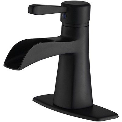 BWE Waterfall Single Hole Single-Handle Low-Arc Bathroom Sink Faucet With Pop-up Drain Assembly