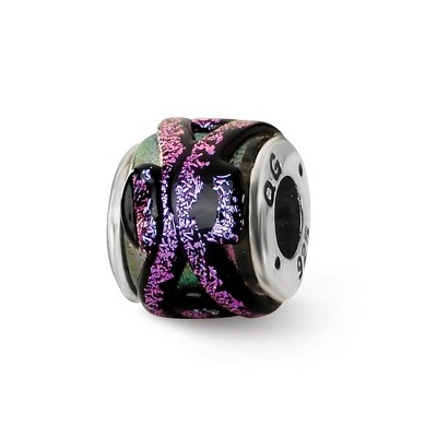 Black Bow Jewelry Purple Textured Dichroic Glass Sterling Silver Bead Charm