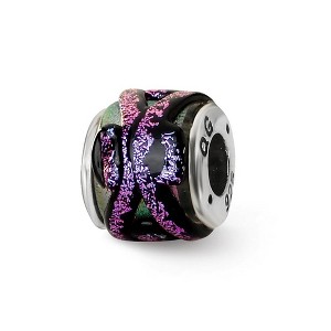 Black Bow Jewelry Purple Textured Dichroic Glass Sterling Silver Bead Charm - 1 of 3