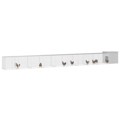 vidaXL Chicken Cage Grey Galvanized Steel Extra Large Expandable