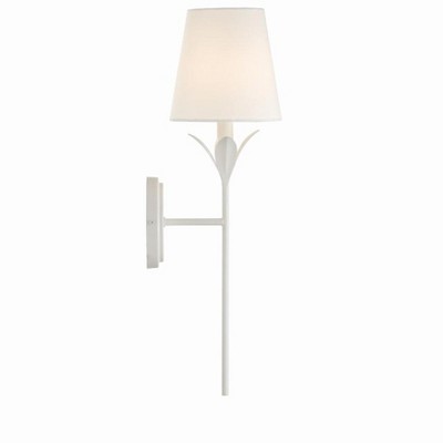 Matte White Steel Sconce with Silk Shade