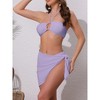 INSPIRE CHIC Women's Rope Circle Halter Ribbed Bikini Sets, Triangle Bottoms Side Tie Cover Up Swimwear Bathing Suits 1 Set - 2 of 4