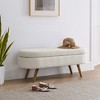 Tramull Handmade Oval Storage Ottoman Bench with Rubber Wood Legs, Upholstered Footstool Seat for Living Room - 3 of 4