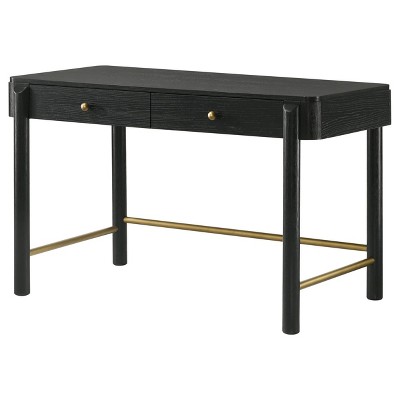 Black Coastal 2-Drawer Vanity Desk with Gold Accents