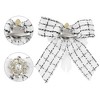 INSPIRE CHIC Women's Pre-Tied Neck Tie Tweed Ribbon Plaid Bowknot Brooch Pin with Rhinestones - 3 of 4
