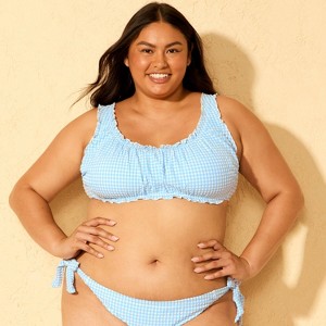 Women's Gingham Seersucker Ruffle Bralette Bikini Top - Wild Fable™ - 1 of 3