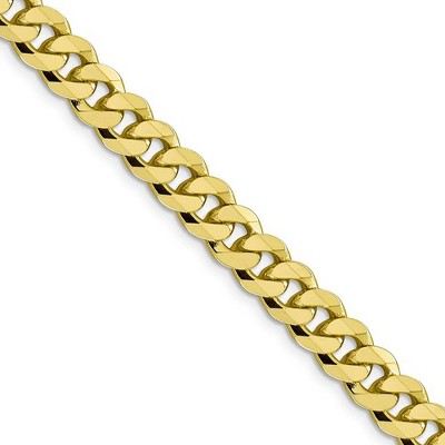Black Bow Jewelry Men's 8.25mm 10k Yellow Gold Flat Beveled Curb Chain Necklace