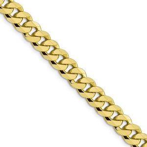 Black Bow Jewelry Men's 8.25mm 10k Yellow Gold Flat Beveled Curb Chain Necklace - 1 of 4