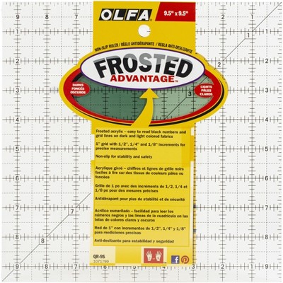 OLFA Frosted Advantage Non-Slip Ruler "The Alternative"-9-1/2"X9-1/2"