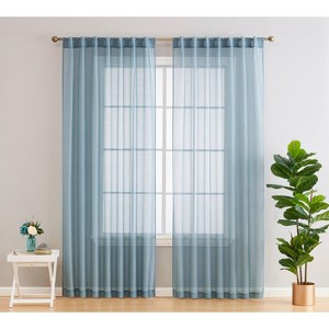 HLC.ME Lauren Semi Sheer Light Filtering Transparent Pocket Top & Back Tab Lightweight Window Curtain Panels, Set of 2 - 1 of 4