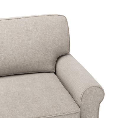 Copenhagen Light Gray 78" Microfiber Sofa with Rounded Arms and Removable Cushions