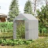 Outsunny 47.25" x 73.25" x 74.25" Walk-in Greenhouse, Outdoor Portable Plant Flower Growing Warm House with Roll-up Door and 4 Shelves, White - 3 of 4