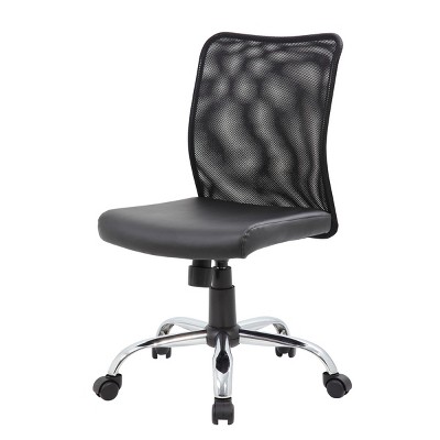 Black Mesh and Vinyl Swivel Task Chair with Chrome Base