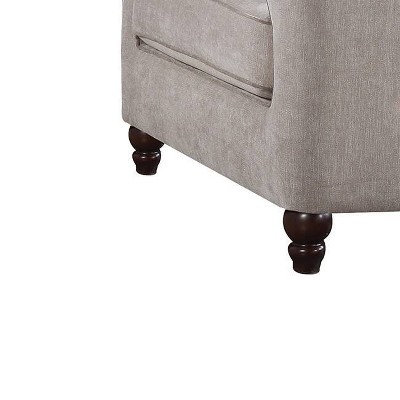 Cyndi Gray Velvet Accent Chair with Wooden Legs