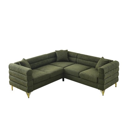 NicBex L-Shaped Teddy Sectional Sofa,5-Seat Corner Sofas with 3 Pillows for Living Room,Apartment,Office
