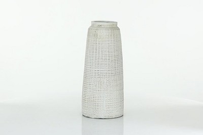 Coastal Charm 17" White Ceramic Textured Vase