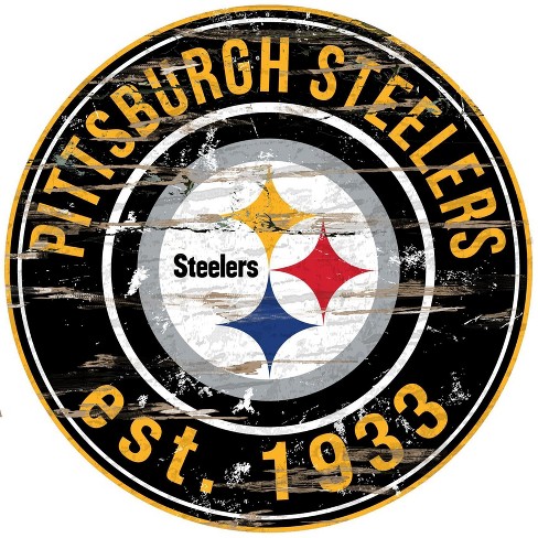 Nfl Pittsburgh Steelers Fan Creations Round Distressed Sign : Target