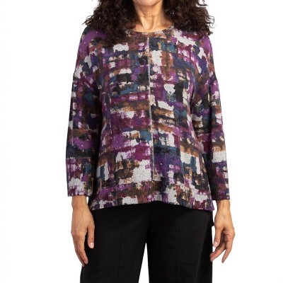 Women's Rib Trim 3/4 Sleeve Boxy Crew Sweater - habitat