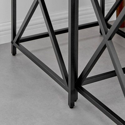 Modern Faux Marble and Black Metal Nesting End Table Set
