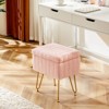TiramisuBest Vanity Stool Chair with Storage, Faux Fur Ottoman Makeup Stool with 4 Metal Legs, Small Footrest Seat for Bedroom,Gray - 2 of 4
