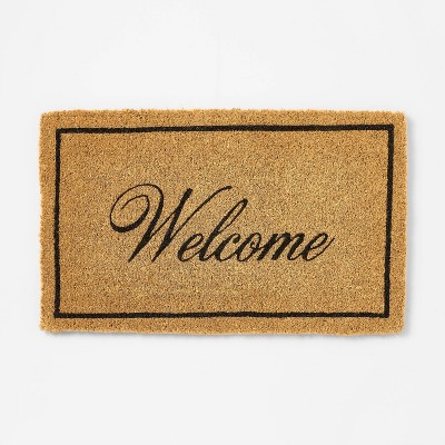 1'6"x2'6" 'Welcome' Coir Doormat Natural - Threshold™ designed with Studio McGee: Outdoor Front Mat, High Pile
