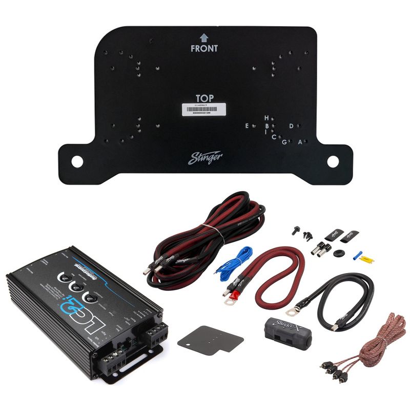 Stinger JLUAMPBRKTD Drivers Side Under Seat Amplifier Bracket with STXKJW4 Underseat Amplifier 4-Gauge Wiring Kit and LC2I Line Out Converter Compa..., 1 of 9