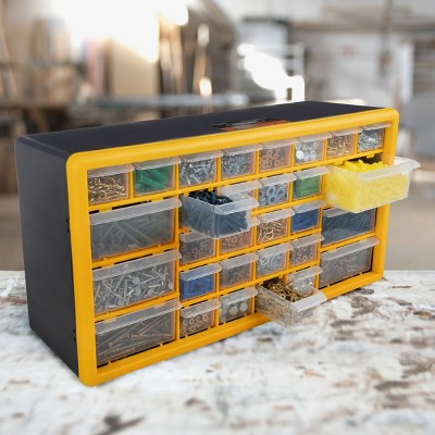 Yellow and Black 30-Drawer Plastic Small Parts Organizer