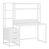 JUJABU 55-Inch Computer Desk with Hutch, 2 Drawers, Open Shelves, Modern Home Office Storage & Gaming/Writing Workstation - 2 of 4