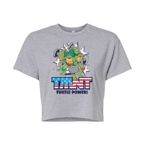 Women's - Teenage Mutant Ninja Turtles - Turtle Power Americana Cropped Graphic T-Shirt - 1 of 4
